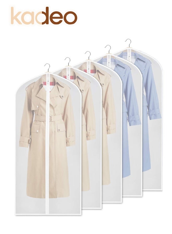 kadeo 5PCS Translucent Garment Bags, Dust-Resistant Clothes Cover Bags with Zipper, Waterproof Clothes Hanging Bags, Closet Storage Organizer, for Long Dresses Skirt Coat Suit Shirt Jacket Robe - Image 1